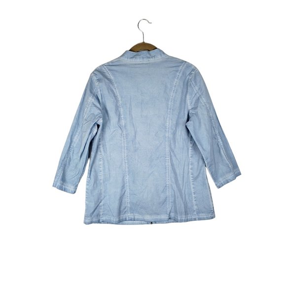 Chicos Zenergy womens 1 Medium blue lightweight full zip 3/4 sleeve jacket - Picture 2 of 10